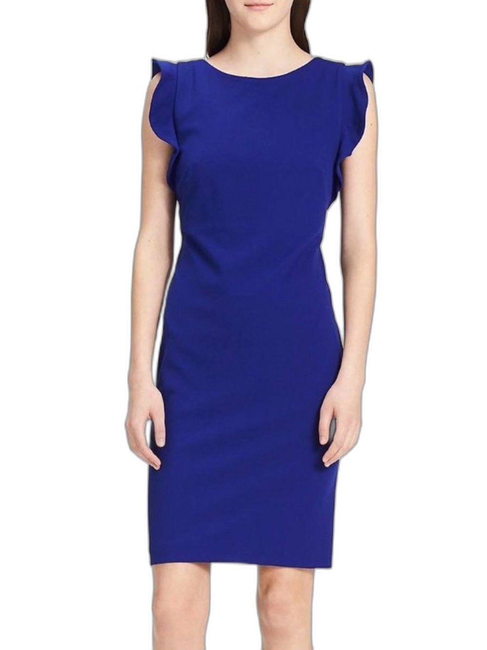 Calvin Klein Royal Blue Ruffle Sleeve Sheath Dress Size 6